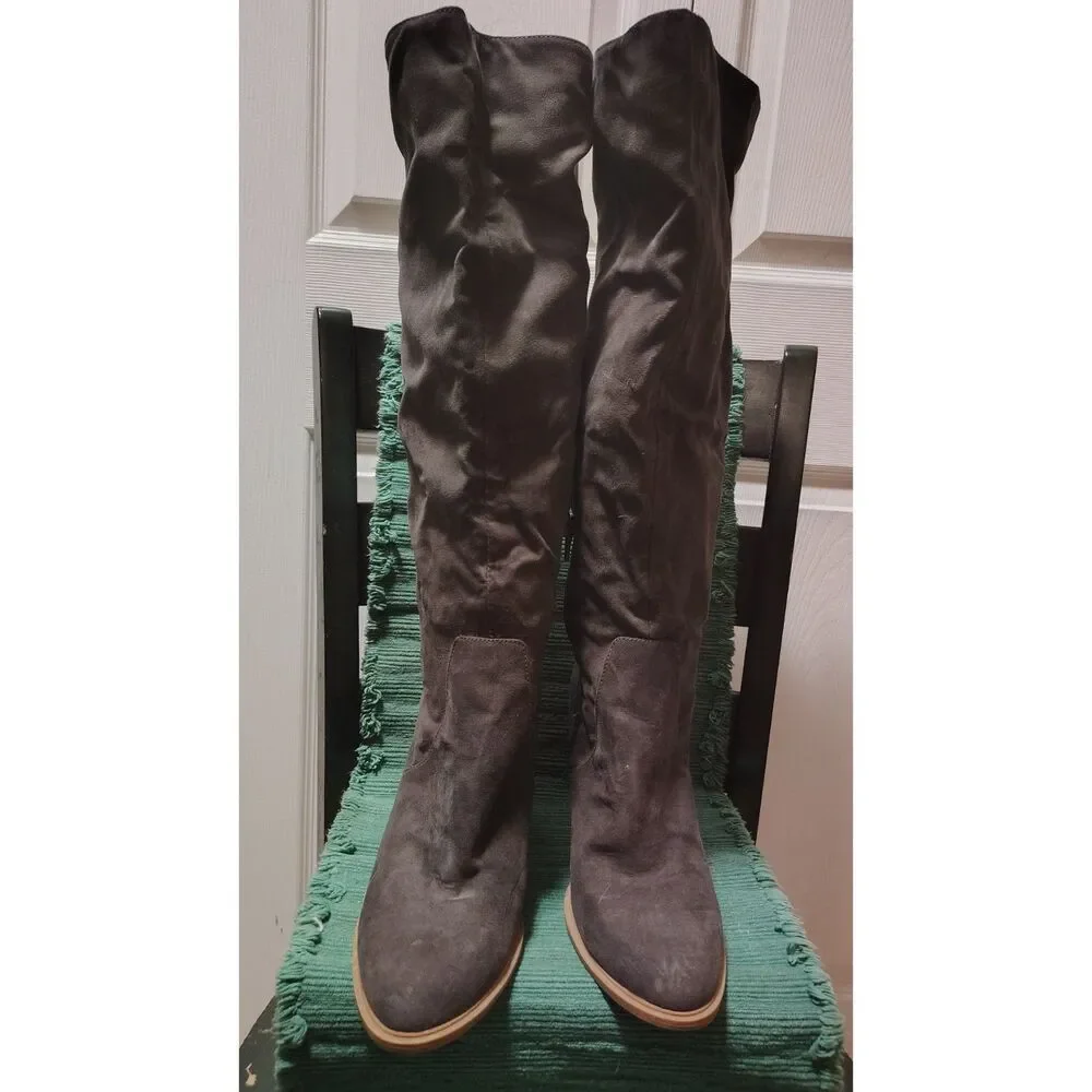 DV‎ By Dolce Vita Size 10 Grey Suede Knee High Heeled Boots